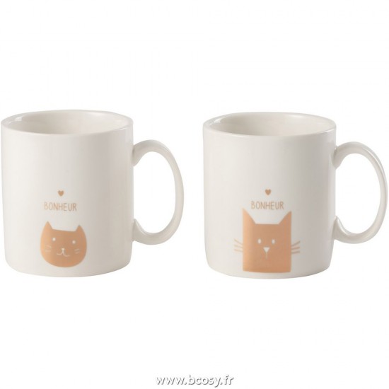 J Line Mug Chatons Ceramique Or L12xB9xH9 cm Jline 28380 by Jolipa 28380 Assortiment de 2 pcs