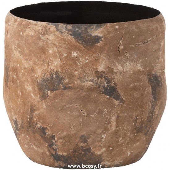 J Line Vase Doji Rugueux Metal Brun L39xB39xH37 cm Jline 28725 by Jolipa 28725