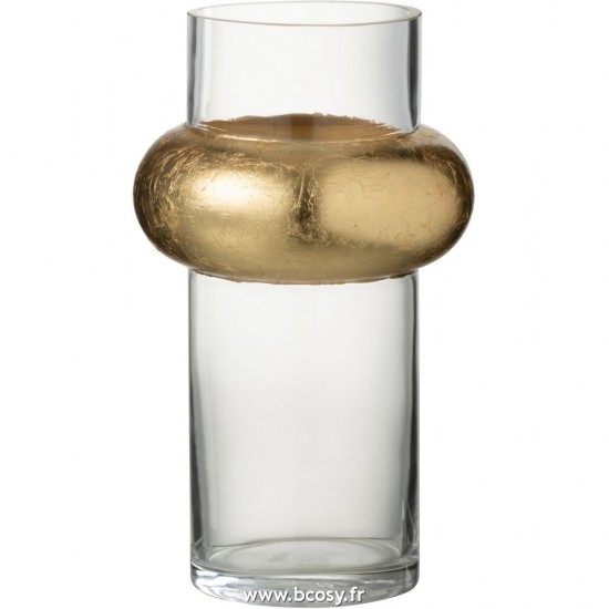 J Line Vase Cylindrique Avec Bague En Haut Verre Transparent Small L14xB14xH25 cm Jline 28839 by Jolipa 28839