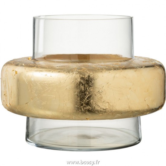 J Line Vase Cylindrique Avec Bague Verre Transparent L33xB33xH25 cm Jline 28842 by Jolipa 28842