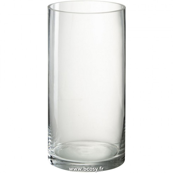 J Line Vase Cylindrique Vola Verre Transparent Large L15xB15xH30 cm Jline 28858 by Jolipa 28858
