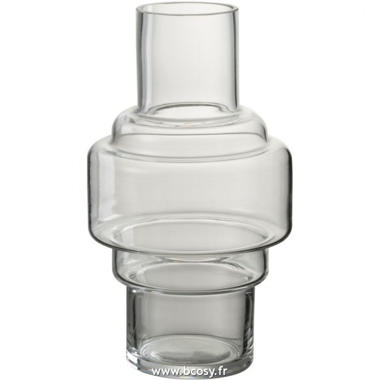 J Line Vase Rino Verre Transparent Small L14xB14xH25 cm Jline 28870 by Jolipa 28870