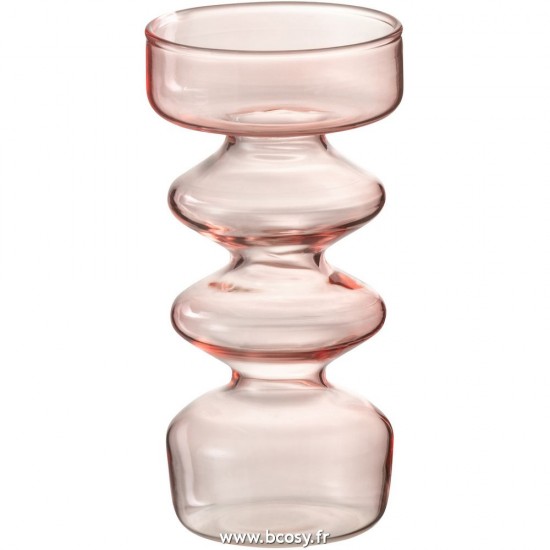 J Line Vase Luna Verre Rose Small L7xB7xH14 cm Jline 28873 by Jolipa 28873