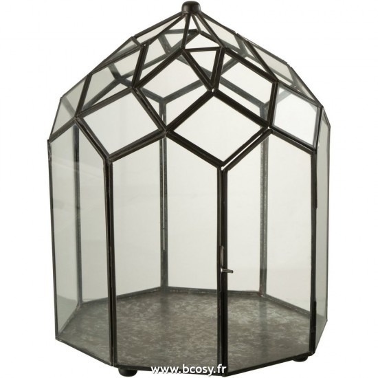J-Line cachepots de fleur Jolipa J Line Jline Terrarium Verre Metal Noir Medium
