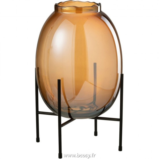 J-Line vases Jolipa J Line Jline Vase Sur Pied Verre Marron Large