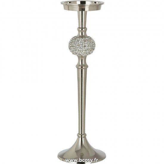J-Line chandeliers candélabres Jolipa J Line Jline Bougeoir Sur Pied Diamant Sphere Aluminium Argent Large