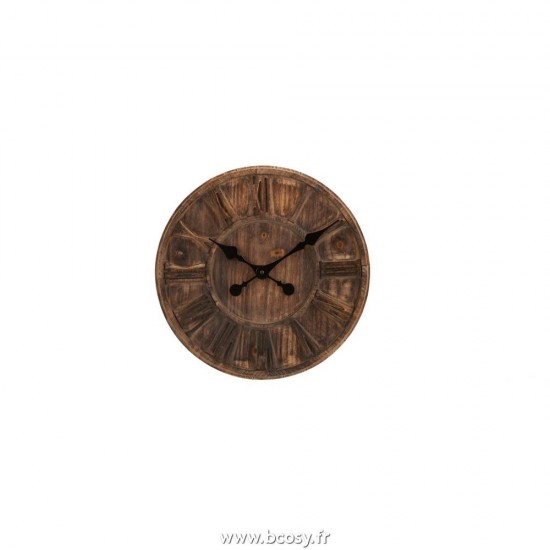 J-Line horloges murales Jolipa Jline Horloge Rondin De Bois Chiffres Romains Marron Small