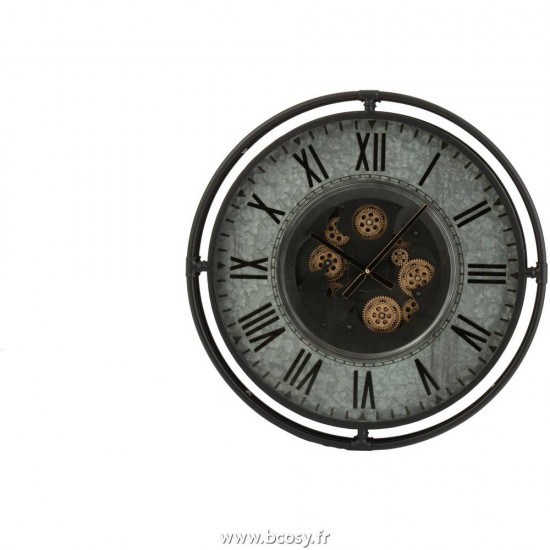 J-Line horloges murales Jolipa Jline Horloge Bord Metallique Chiffres Romains Metal Gris Noir Or Small