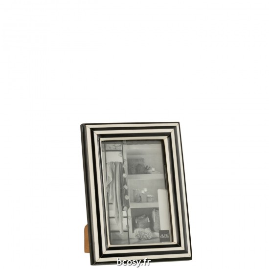 J-Line J Line Cadre photo simple Cadres photo simple Jolipa Cadre Photo Rectangle Lignes Resine Noir Blanc Small.