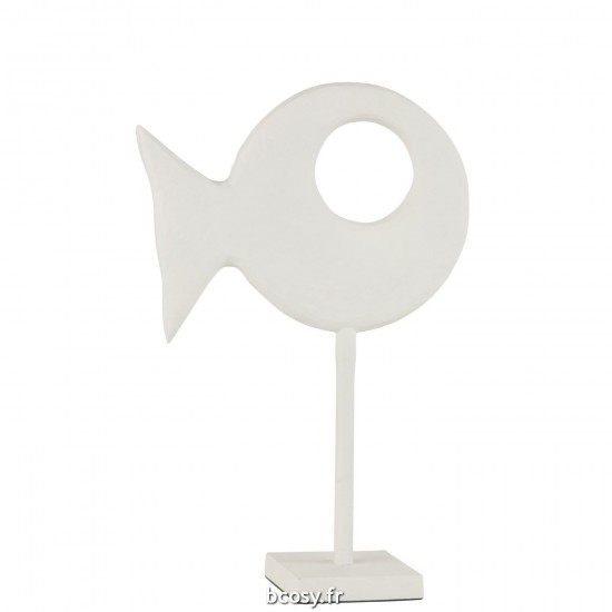 J-Line J Line animal animaux statuettes Jolipa Figurine Poisson Sur Pied Aluminium Blanc Large.