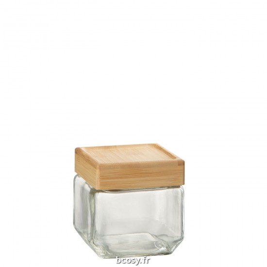 J-Line J Line pots a de provision Jolipa Pot En Verre Brad Verre Bambou Transparent Naturel Small.