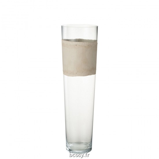 J Line Vase Delph Verre Transparent Beige Large L17xB17xH60 cm JLine 30539 by Jolipa 30539.