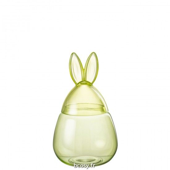 J-Line J Line pots a de provision Jolipa Pot Lapin Verre Vert Small.