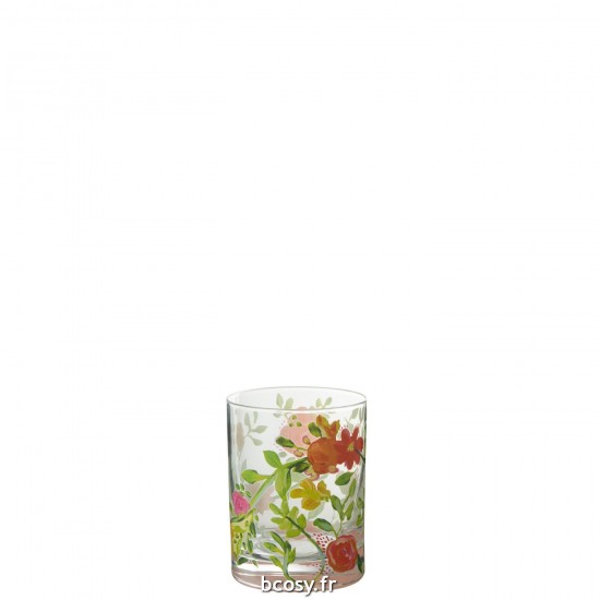 J Line Verre A Eau Floral Verre Mix L8xB8xH10 cm JLine 30676 by Jolipa 30676 Assortiment de 4 pcs.