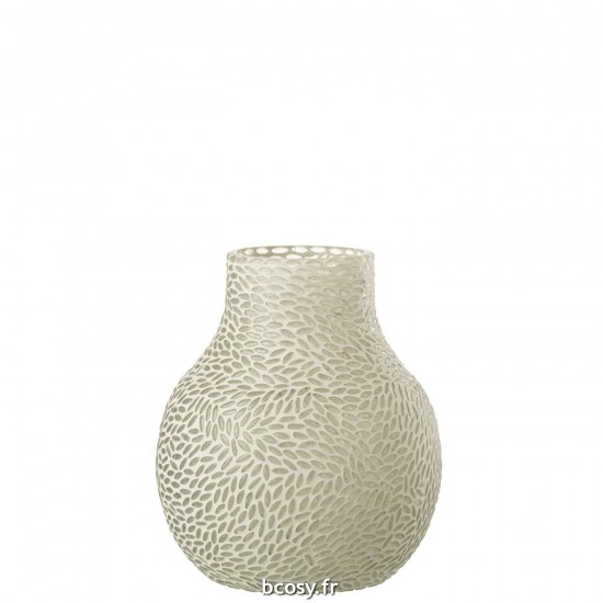 J Line Vase Mosaique Verre Gris Blanc Medium L17xB17xH22 cm JLine 31921 by Jolipa 31921.