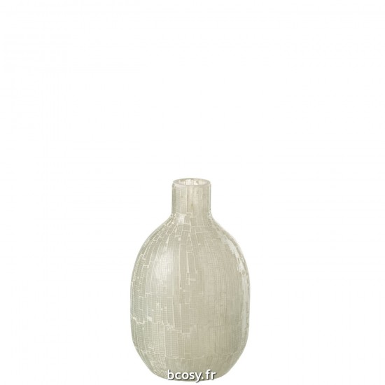 J Line Vase Mosaique Rond Verre Gris Clair L17xB17xH27 cm JLine 31929 by Jolipa 31929.
