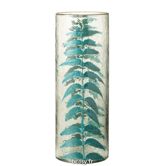 J-Line J Line vases Jolipa Vase Bleu Feuille Verre Large.