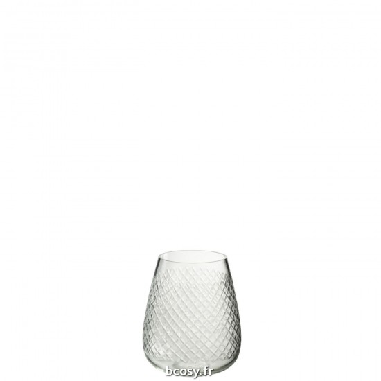 J Line Vase Carreaux Verre Transparent Small L13xB13xH15 cm JLine 32215 by Jolipa 32215.
