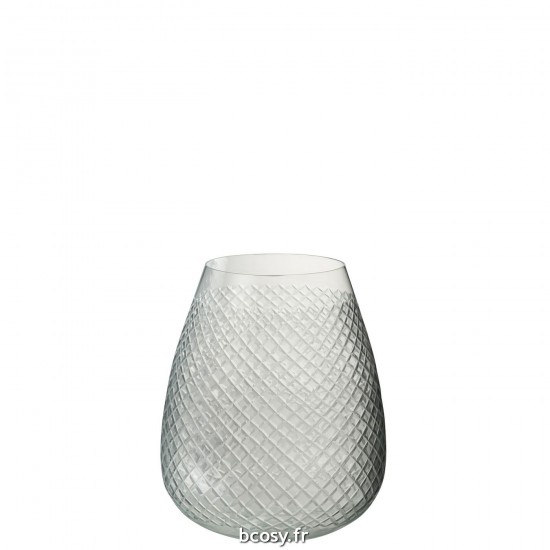 J Line Vase Carreaux Verre Transparent Medium L18xB18xH25 cm JLine 32216 by Jolipa 32216.