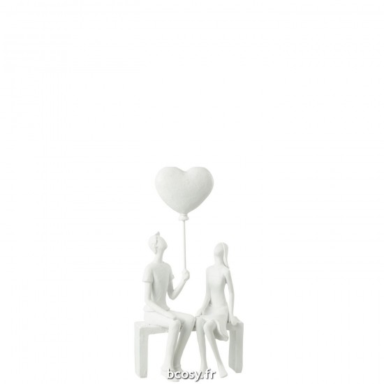 J Line Couple Assis Cœur Ballon Poly Blanc L12xB6xH24 cm JLine 32429 by Jolipa 32429.