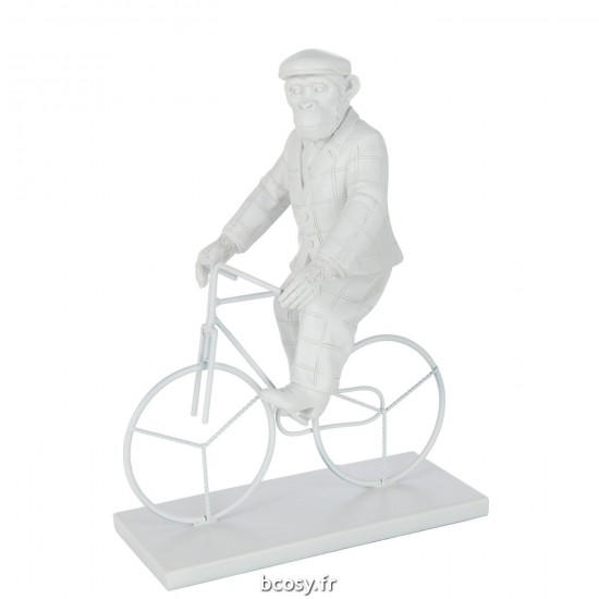 J-Line J Line singes statuettes Jolipa Singe Velo Poly Blanc Large.