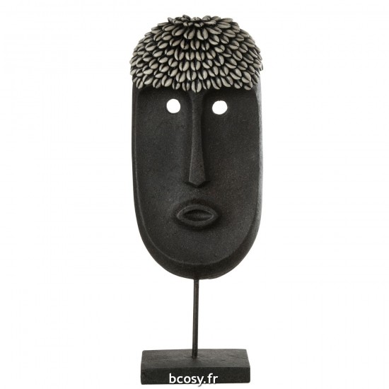 J-Line J Line mascres statuettes Jolipa Masque Ethnique Pierre Resine Noir Large.