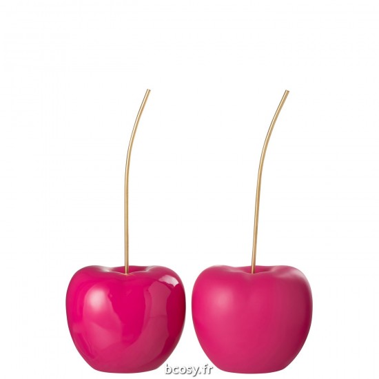 J-Line J Line cherises statuettes Jolipa Cerise Resine Brillant Mat Rose Large Assortiment De 2.