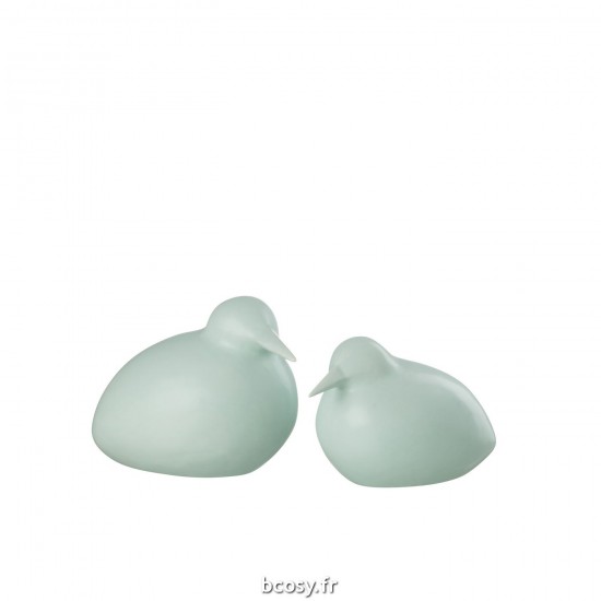 J-Line J Line animal animaux statuettes Jolipa Set 2 Oiseaux Dolomite Bleu.