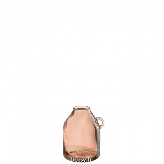 J Line Vase Anse Cylindre Verre Rose Clair Small L20xB20xH25 cm JLine 32781 by Jolipa 32781.