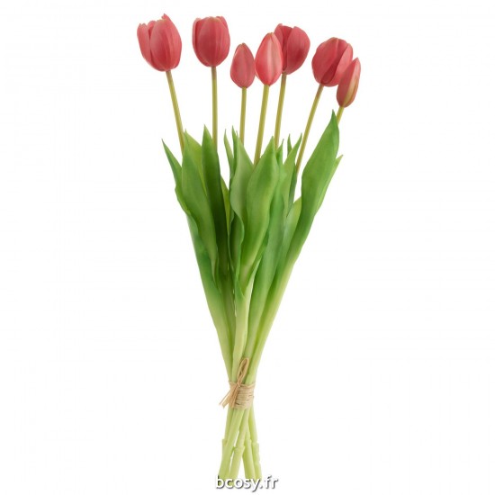 J Line Bouquet Tulipes 7Pieces Pu Rose Vif Large L17xB10xH46 cm JLine 32911 by Jolipa 32911.