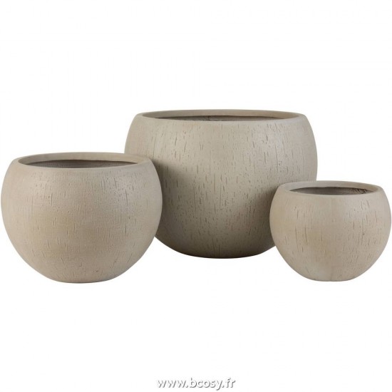 J Line Set 3 Cachepots Ronds Argile Beige 55 Jline 3295 by Jolipa 3295
