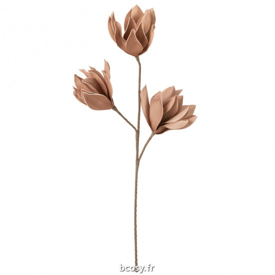 J Line Fleur Branche Feuilles Courtes 3 Tetes Eva Rose Nude L94xB41xH12 cm JLine 32950 by Jolipa 32950.