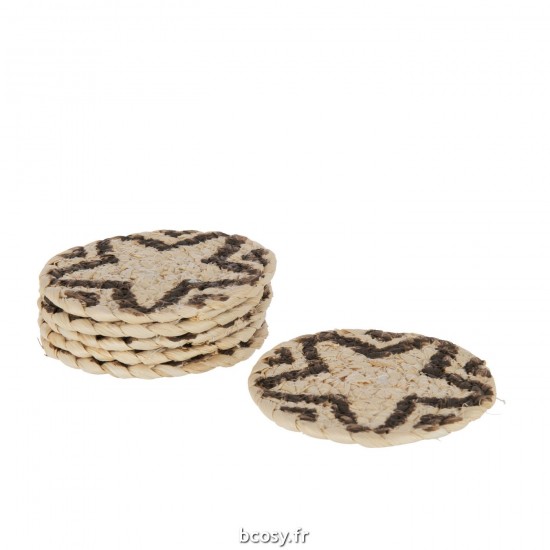 J-Line J Line sous verres Jolipa Set 6 Sous Verres Rond Etoile Mais Naturel Marron.