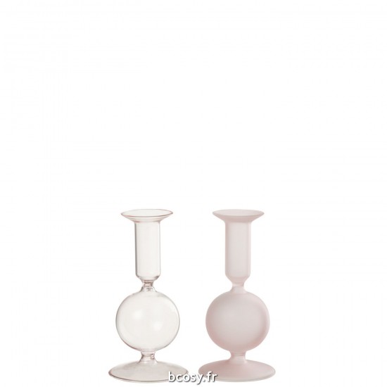 J-Line J Line chandeliers candélabres Jolipa Chandelier 1 Boule Mat Transparent Verre Rose Clair Assortiment De 2.