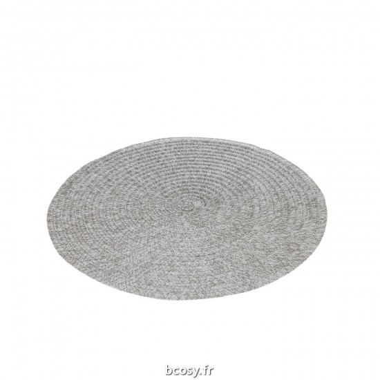 J-Line J Line textiles Jolipa Set De Table Rond Tisse Gris.