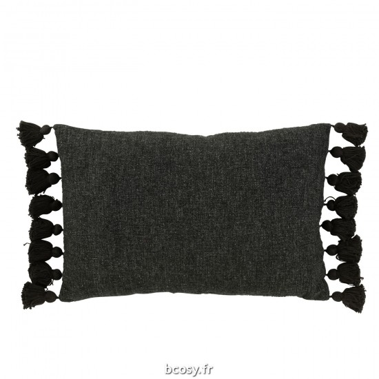 J-Line J Line coussins Jolipa Coussin Floches Coton Noir.