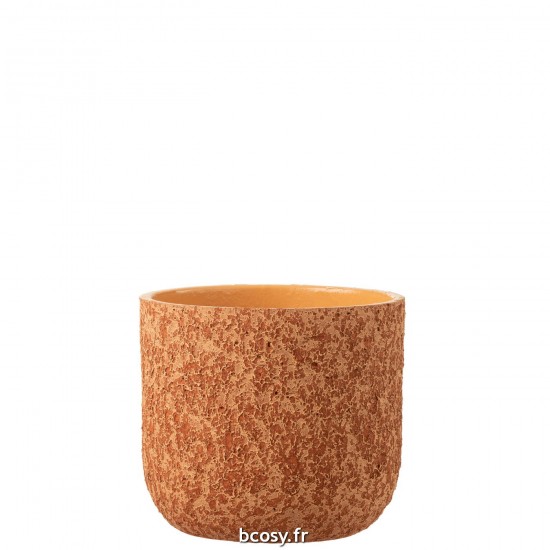 J Line Cachepot Rugueux Ceramique Terracotta Large L22xB22xH20 cm JLine 34133 by Jolipa 34133.
