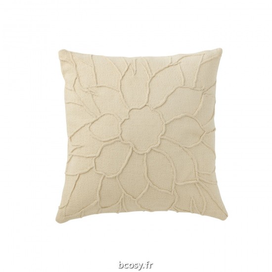 J-Line J Line coussins Jolipa Coussin Fleur Textile Blanc.