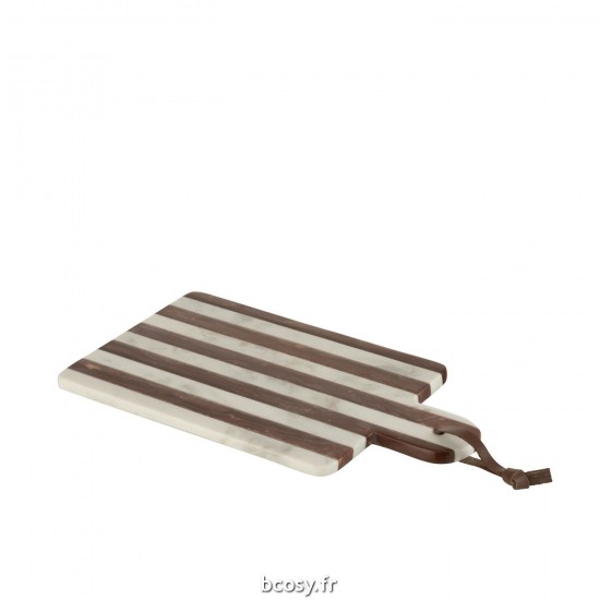 J-Line J Line planches à découper Jolipa Planche Rectangulaire Lignes Marbre Blanc Marron Small.