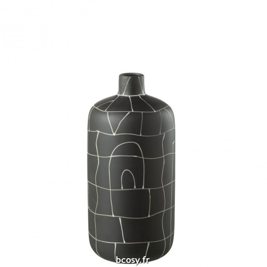 J Line Vaas Fles Japan Keramiek Zwart Small L19xB19xH38 cm JLine 34221 by Jolipa 34221.