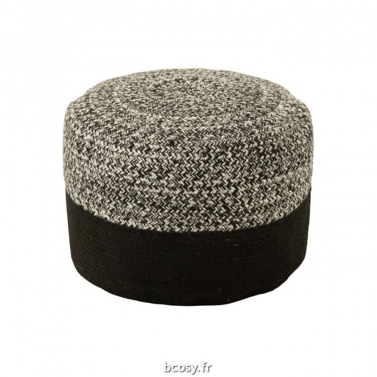 J-Line J Line poufs Jolipa Pouf Miami Ligne Outdoor Poly Noir Blanc.