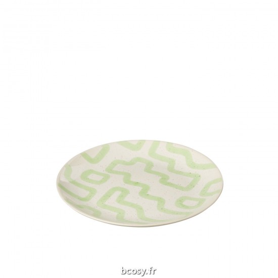 J-Line J Line assiettes a dessert Jolipa Assiette Motif Porcelaine Vert Small.