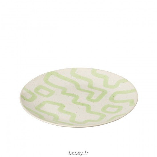 J-Line J Line assiettes Jolipa Assiette Motif Porcelaine Vert Large.
