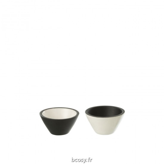 J Line Bowl Vik Wood Black White L10xB10xH6 cm JLine 34488 by Jolipa 34488 Assortiment de 2 pcs.