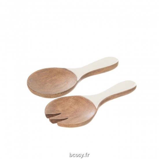 J Line Set De 2 Service Salade Kos Bois Brun Blanc L10xB20xH2 cm JLine 34500 by Jolipa 34500.