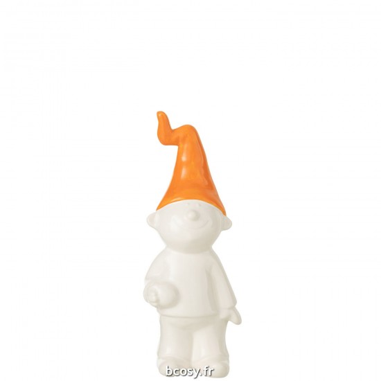 J-Line J Line lutins statuettes Jolipa Lutin Debout Ceramique Blanc Orange Small.