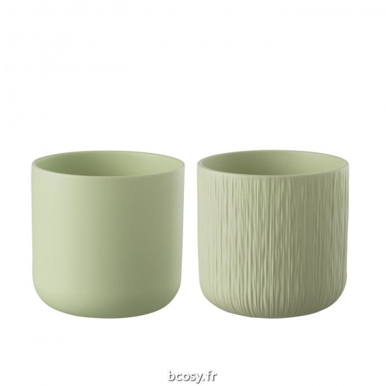 J Line Cachepot Gen Ceramique Pistache Extra Large L21xB21xH20 cm JLine 34591 by Jolipa 34591 Assortiment de 2 pcs.