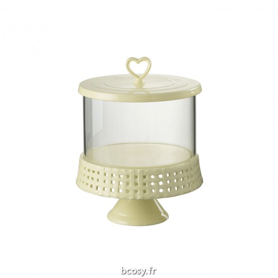 J-Line J Line cloches en verre Jolipa Plat A Tarte Sous Verre Ceramique Jaune Large.