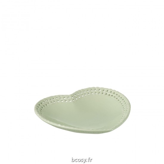 J Line Assiette Forme De Cœur Ceramique Vert L22xB22xH4 cm JLine 34671 by Jolipa 34671 Assortiment de 6 pcs.