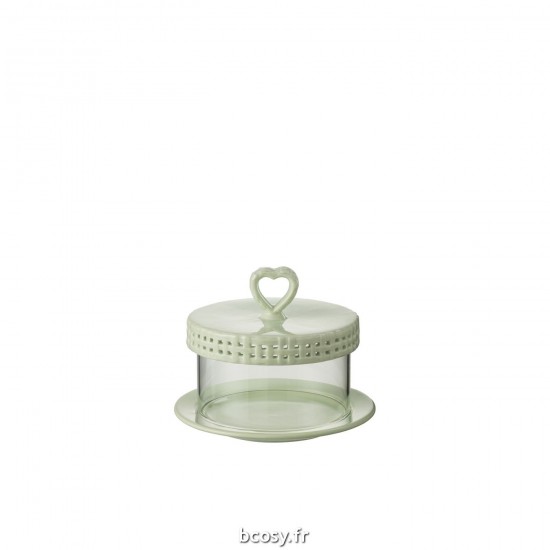 J-Line J Line cloches en verre Jolipa Plat A Tarte Sous Verre Ceramique Vert Small.